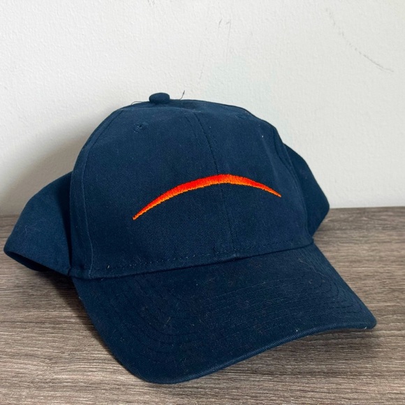 Denver Broncos Vintage Navy Blue Minimalist Orange Swoosh Embroidery Hat KC - Picture 1 of 5